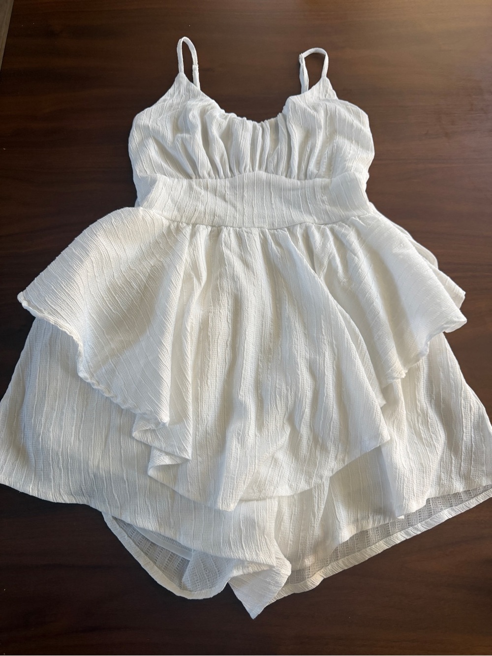 Altar'd State White Ruffled Spaghetti Strap Romper